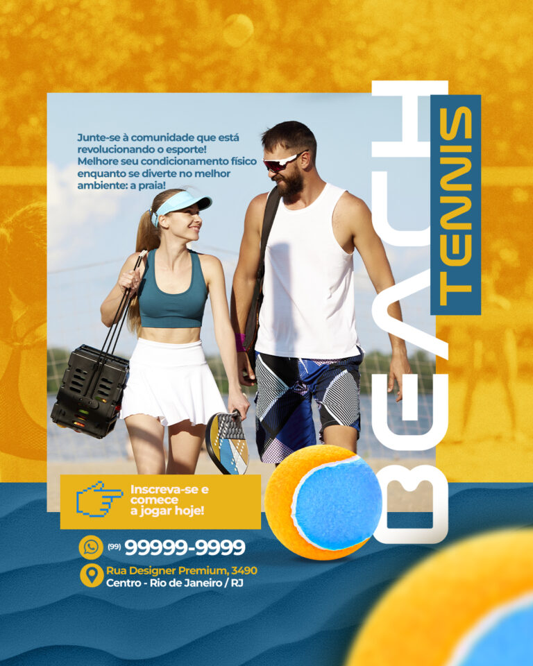 PSD FLYER FREE - TEMPLATE - CANVA - FREEPIK - DESIGNI - DESIGNER - PSD BEACH TÊNIS - PRAIA - SOCIAL MEDIA