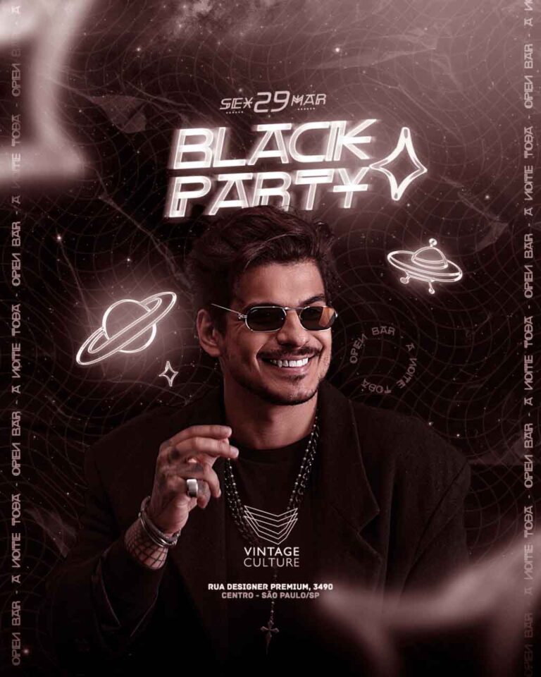 PSD FLYER FREE - TEMPLATE - CANVA - FREEPIK - DESIGNI - DESIGNER - PSD BLACK PARTY - ELETRONICO- EVENTOS