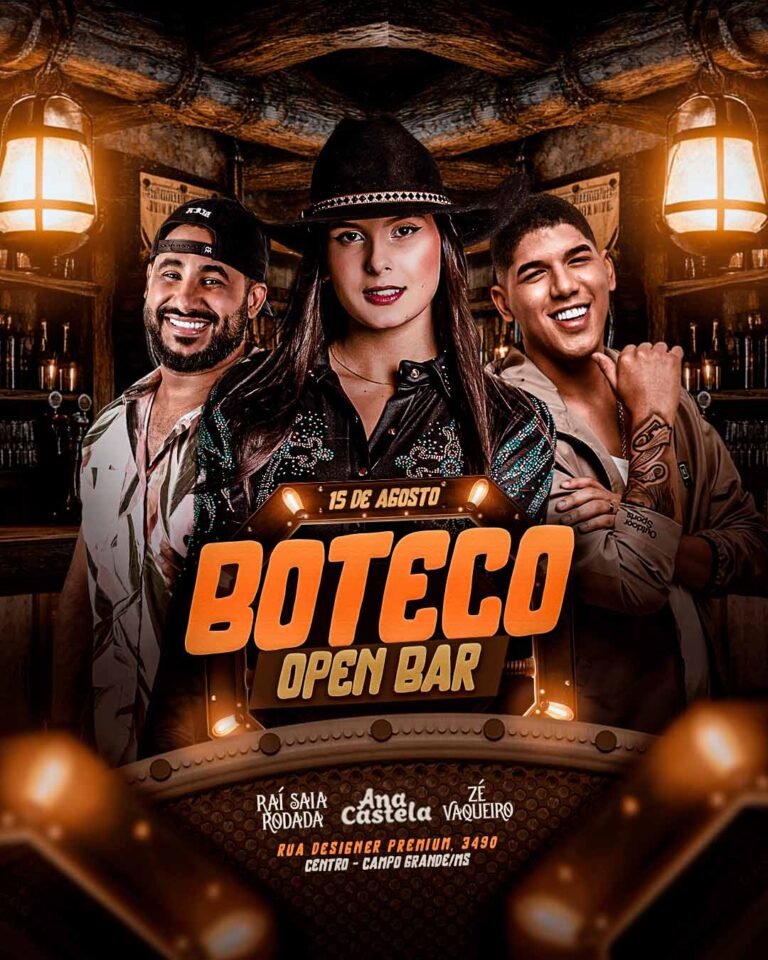 PSD FLYER FREE - TEMPLATE - CANVA - FREEPIK - DESIGNI - DESIGNER - PSD BOTECO OPEN BAR - SERTANEJO - EVENTOS