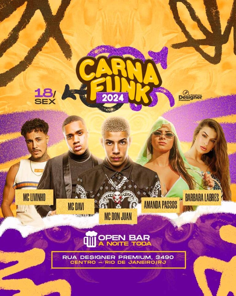 PSD FLYER FREE - TEMPLATE - CANVA - FREEPIK - DESIGNI - DESIGNER - PSD CARNA FUNK - CARNAVAL - EVENTOS