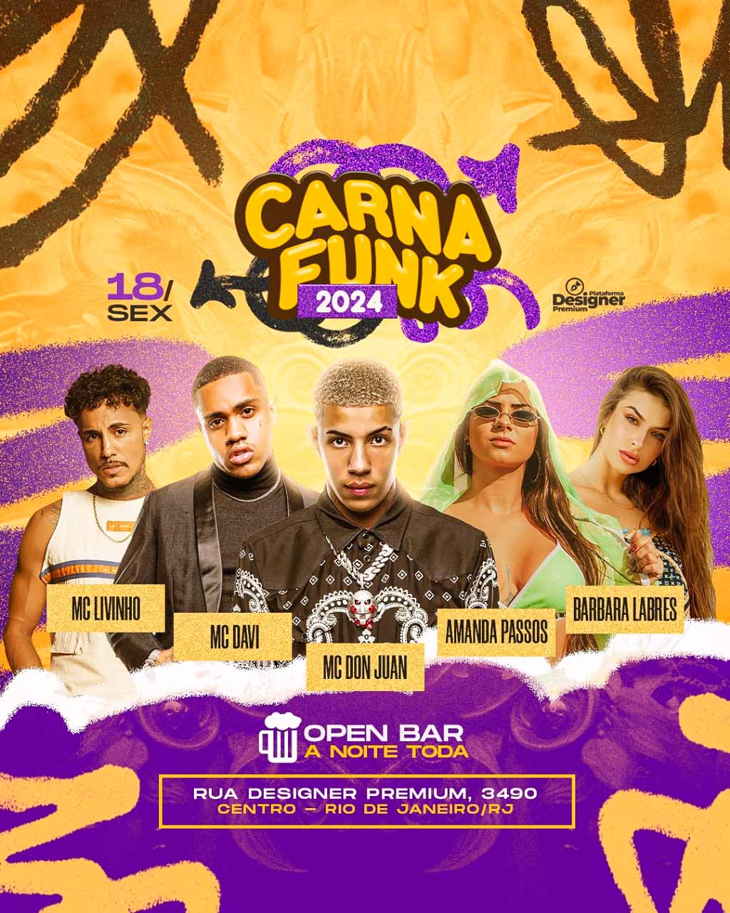PSD FLYER FREE - TEMPLATE - CANVA - FREEPIK - DESIGNI - DESIGNER - PSD CARNA FUNK - CARNAVAL - EVENTOS