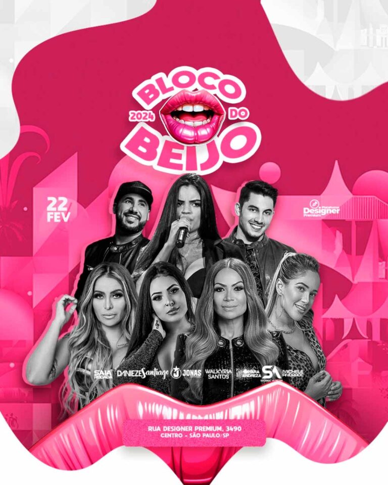 PSD FLYER FREE - TEMPLATE - CANVA - FREEPIK - DESIGNI - DESIGNER - PSD CARNAVAL BLOCO DO BEIJO - CARNAVAL - EVENTOS