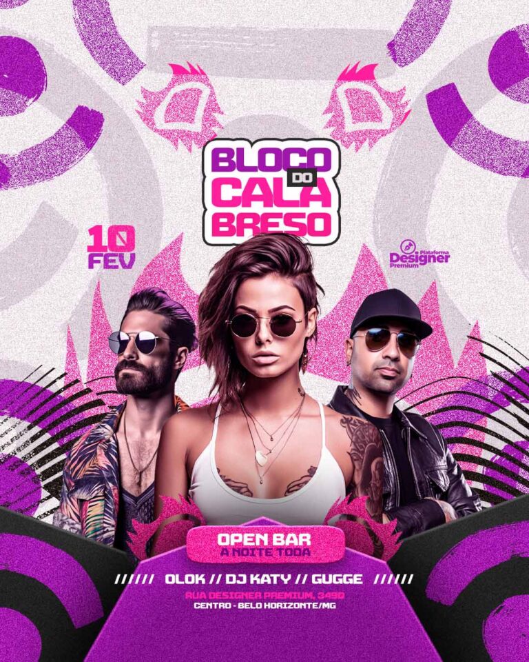 PSD FLYER FREE - TEMPLATE - CANVA - FREEPIK - DESIGNI - DESIGNER - PSD CARNAVAL - BLOCO DO CALABRESO - CARNAVAL - EVENTOS