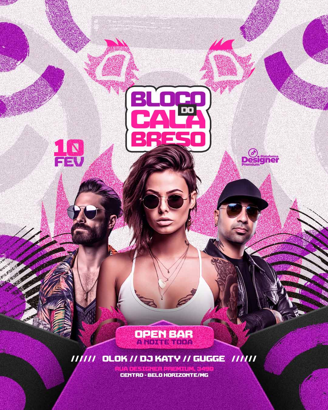 PSD FLYER FREE - TEMPLATE - CANVA - FREEPIK - DESIGNI - DESIGNER - PSD CARNAVAL - BLOCO DO CALABRESO - CARNAVAL - EVENTOS