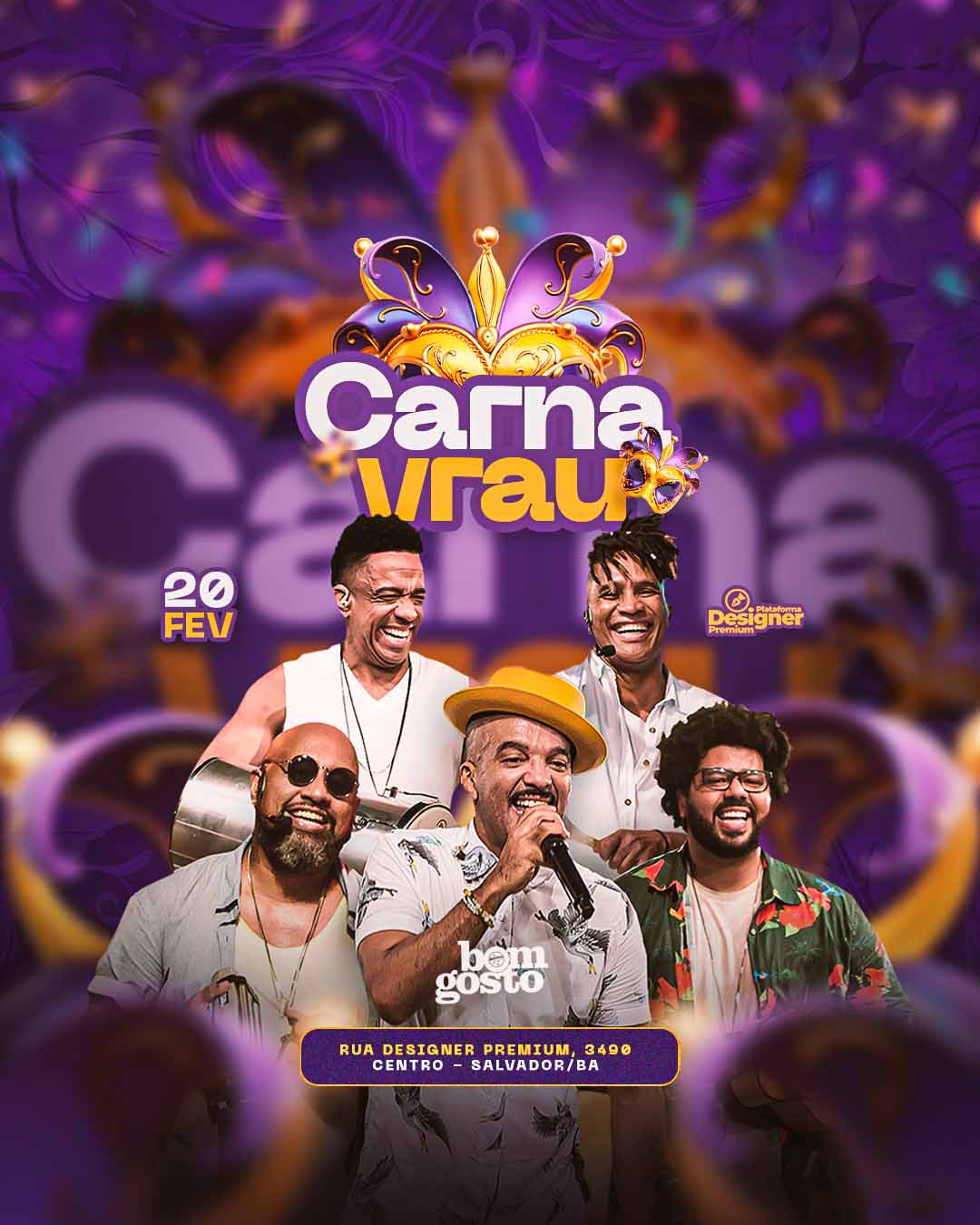 PSD FLYER FREE - TEMPLATE - CANVA - FREEPIK - DESIGNI - DESIGNER - PSD CARNAVRAU - CARNAVAL - EVENTOS