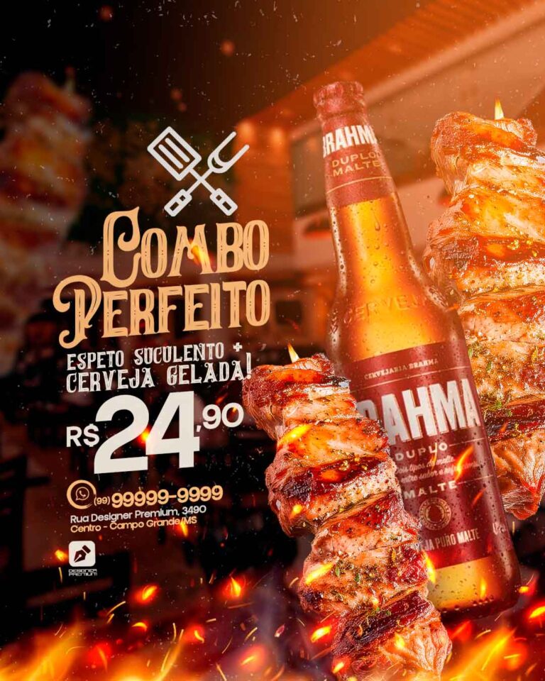 PSD FLYER FREE - TEMPLATE - CANVA - FREEPIK - DESIGNI - DESIGNER - PSD COMBO PERFEITO - CHURRASCO - ESPETO - SOCIAL MEDIA