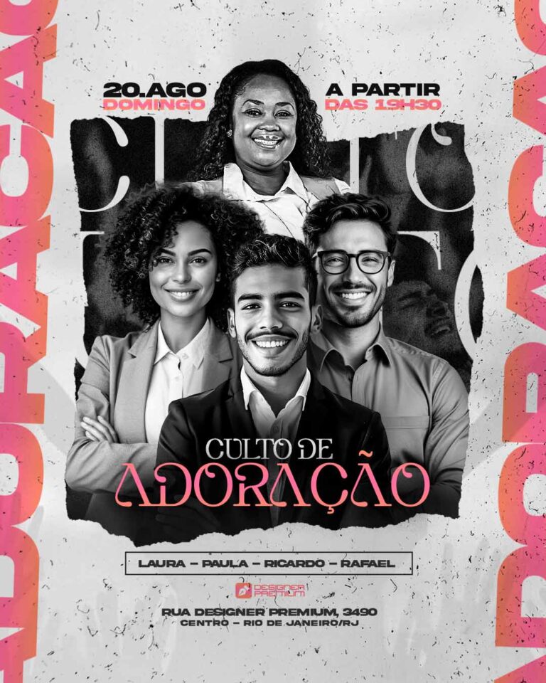 PSD FLYER FREE - TEMPLATE - CANVA - FREEPIK - DESIGNI - DESIGNER - PSD CULTO DE ADORAÇÃO - GOSPEL - EVENTOS
