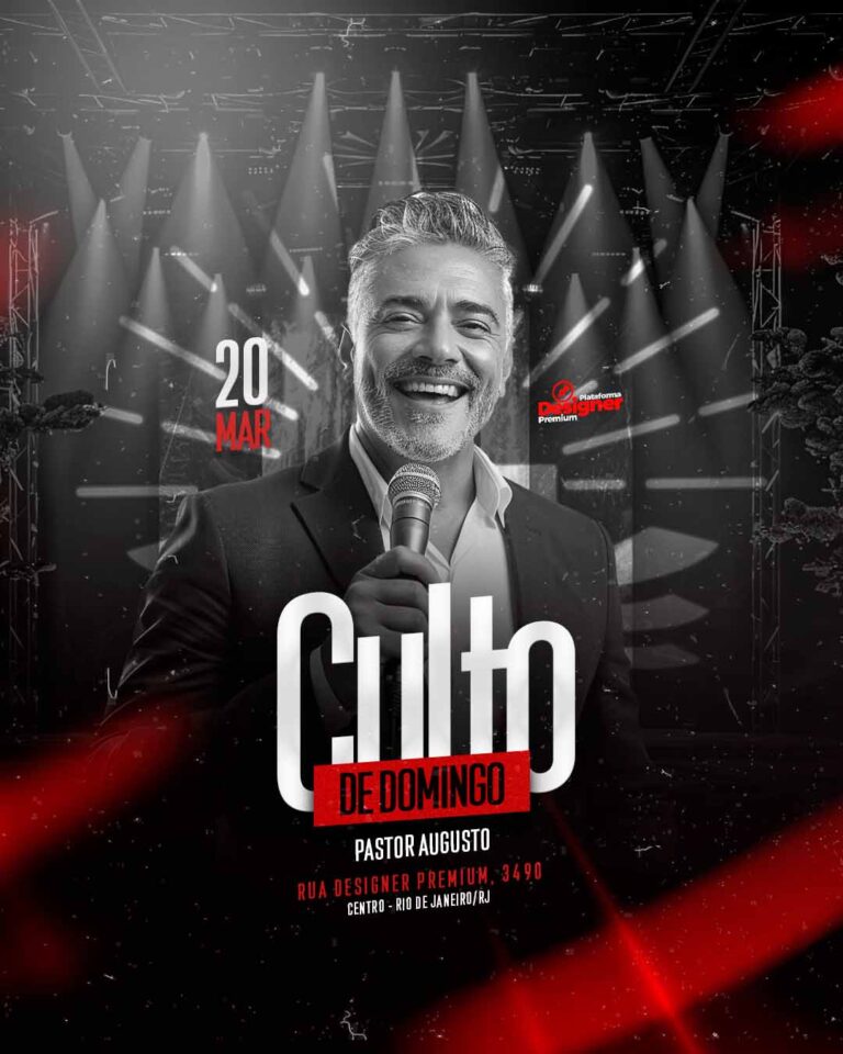 PSD FLYER FREE - TEMPLATE - CANVA - FREEPIK - DESIGNI - DESIGNER - PSD CULTO DE DOMINGO - GOSPEL - EVENTOS
