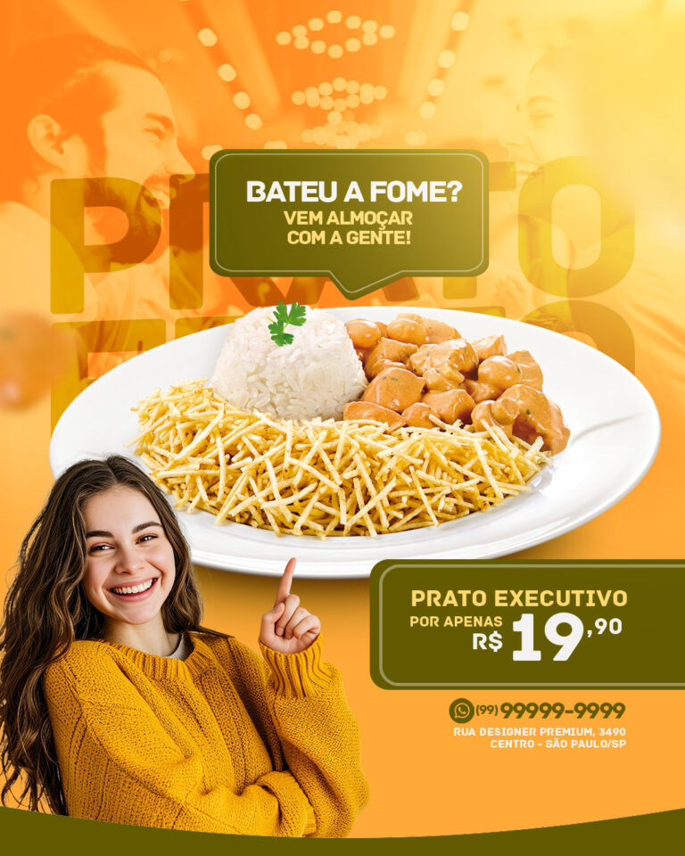 PSD FLYER FREE - TEMPLATE - CANVA - FREEPIK - DESIGNI - DESIGNER - PSD DELIVERY - BATEU A FOME- RESTAURANTE - PF - SOCIAL MEDIA