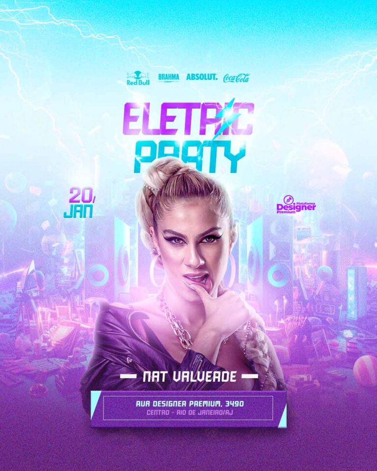 PSD FLYER FREE - TEMPLATE - CANVA - FREEPIK - DESIGNI - DESIGNER - PSD ELETRO PARTY - ELETRONICA1 - EVENTOS