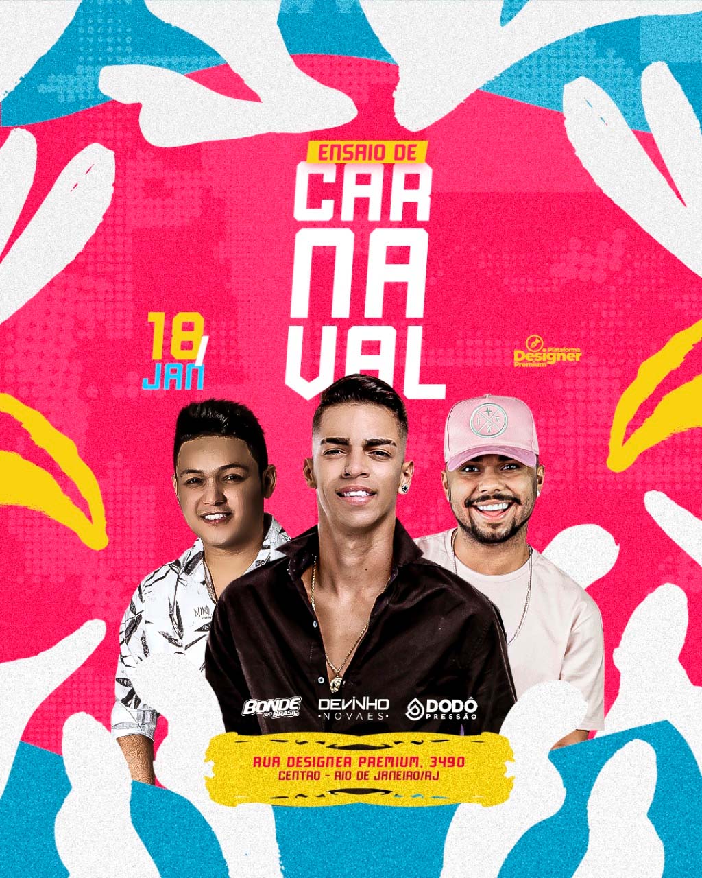 PSD FLYER FREE - TEMPLATE - CANVA - FREEPIK - DESIGNI - DESIGNER - PSD ENSAIO DE CARNAVAL - CARNAVAL- EVENTOS