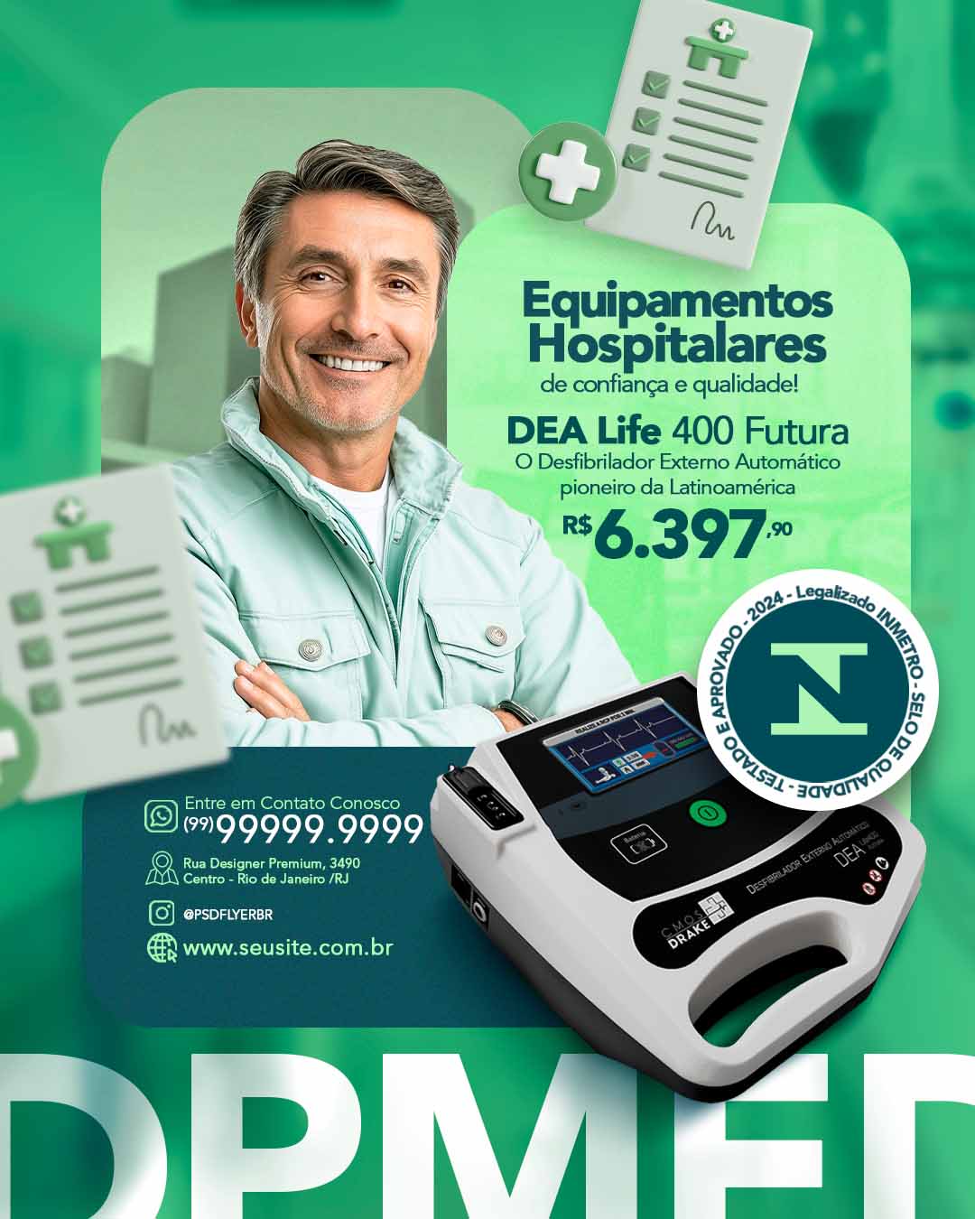 PSD FLYER FREE - TEMPLATE - CANVA - FREEPIK - DESIGNI - DESIGNER - PSD EQUIPAMENTO HOSPITALAR - CLINICA - SOCIAL MEDIA