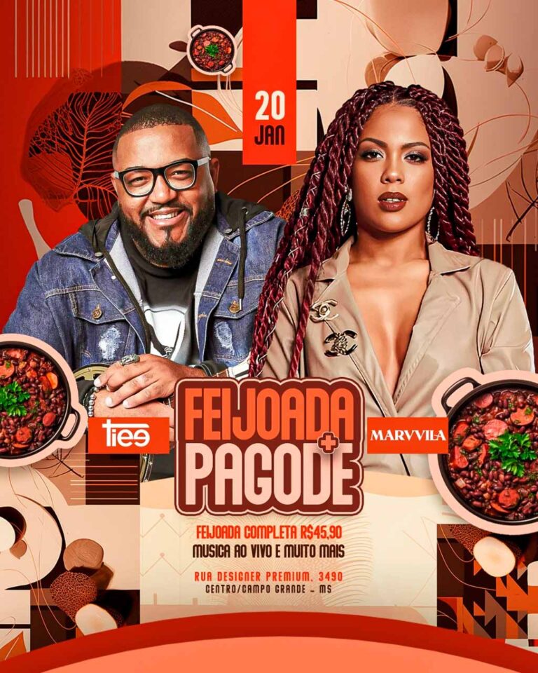 PSD FLYER FREE - TEMPLATE - CANVA - FREEPIK - DESIGNI - DESIGNER - PSD FEIJOADA E PAGODE - EVENTOS