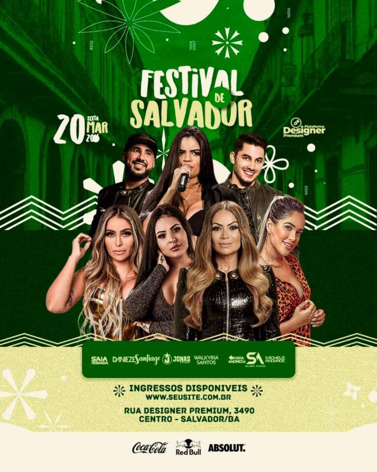 PSD FLYER FREE - TEMPLATE - CANVA - FREEPIK - DESIGNI - DESIGNER - PSD FESTIVAL DE SALVADOR - SHOW - EVENTOS