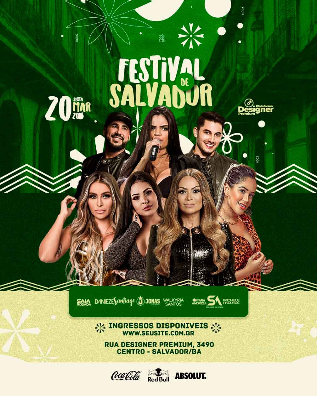 PSD FLYER FREE - TEMPLATE - CANVA - FREEPIK - DESIGNI - DESIGNER - PSD FESTIVAL DE SALVADOR - SHOW - EVENTOS