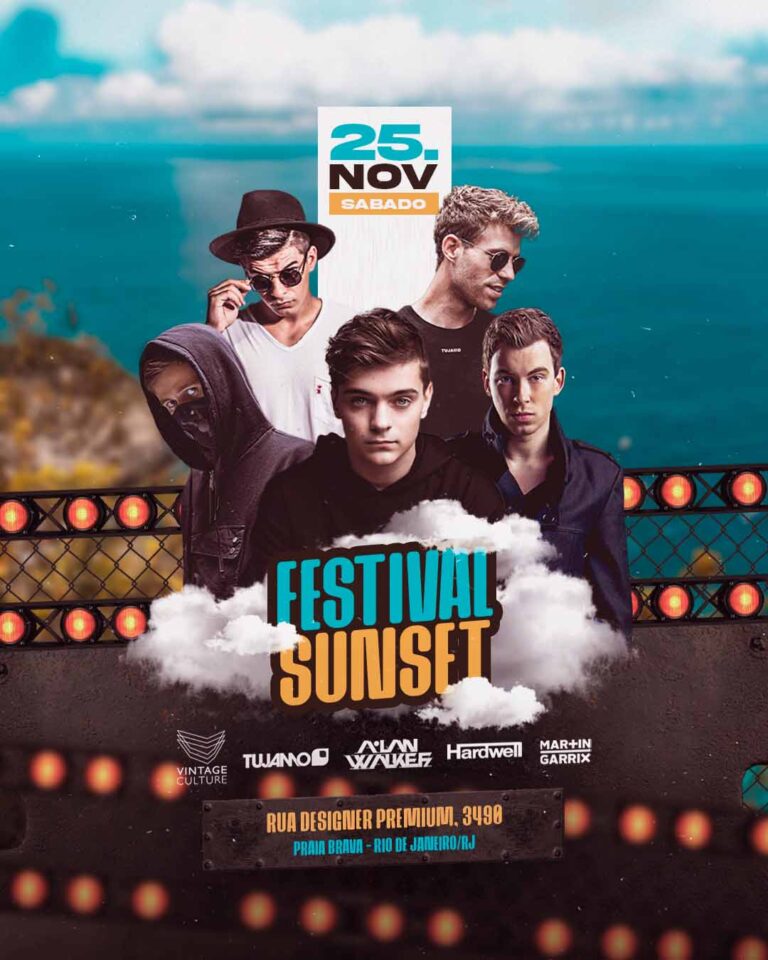PSD FLYER FREE - TEMPLATE - CANVA - FREEPIK - DESIGNI - DESIGNER - PSD FESTIVAL SUNSET- ELETRONICA - EVENTOS