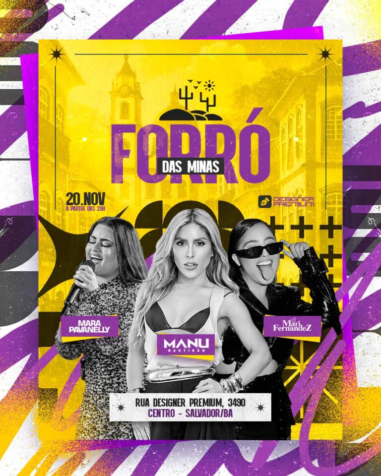 PSD FLYER FREE - TEMPLATE - CANVA - FREEPIK - DESIGNI - DESIGNER - PSD FORRO DAS MINAS - FORRÓ - EVENTOS