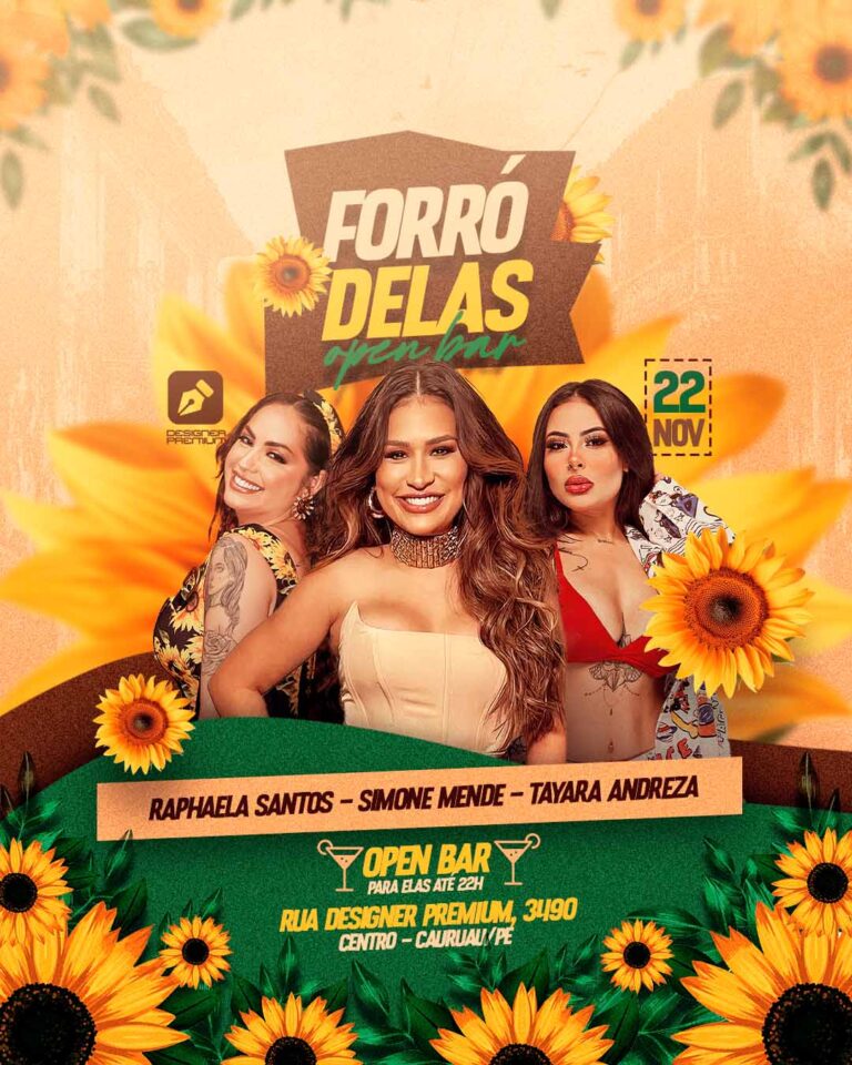 PSD FLYER FREE - TEMPLATE - CANVA - FREEPIK - DESIGNI - DESIGNER - PSD FORRÓ DELAS OPEN BAR- FORRÓ - EVENTOS