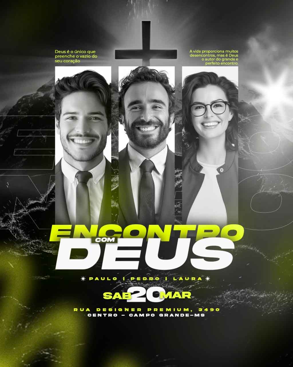 PSD FLYER FREE - TEMPLATE - CANVA - FREEPIK - DESIGNI - DESIGNER - PSD GOSPEL - ENCONTRO COM DEUS- EVENTOS