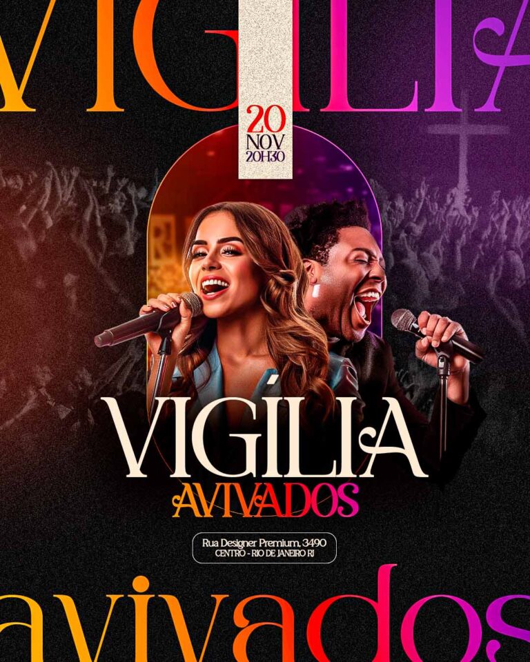 PSD FLYER FREE - TEMPLATE - CANVA - FREEPIK - DESIGNI - DESIGNER - PSD GOSPEL VIGILIA AVIVADOS - GOSPEL- EVENTOS