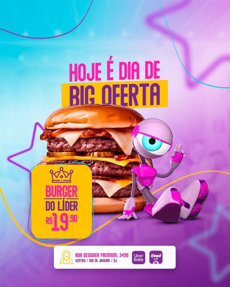 PSD FLYER FREE - TEMPLATE - CANVA - FREEPIK - DESIGNI - DESIGNER - PSD HAMBURGUER BIG BROTHER BRASIL - BBB - SOCIAL MEDIA