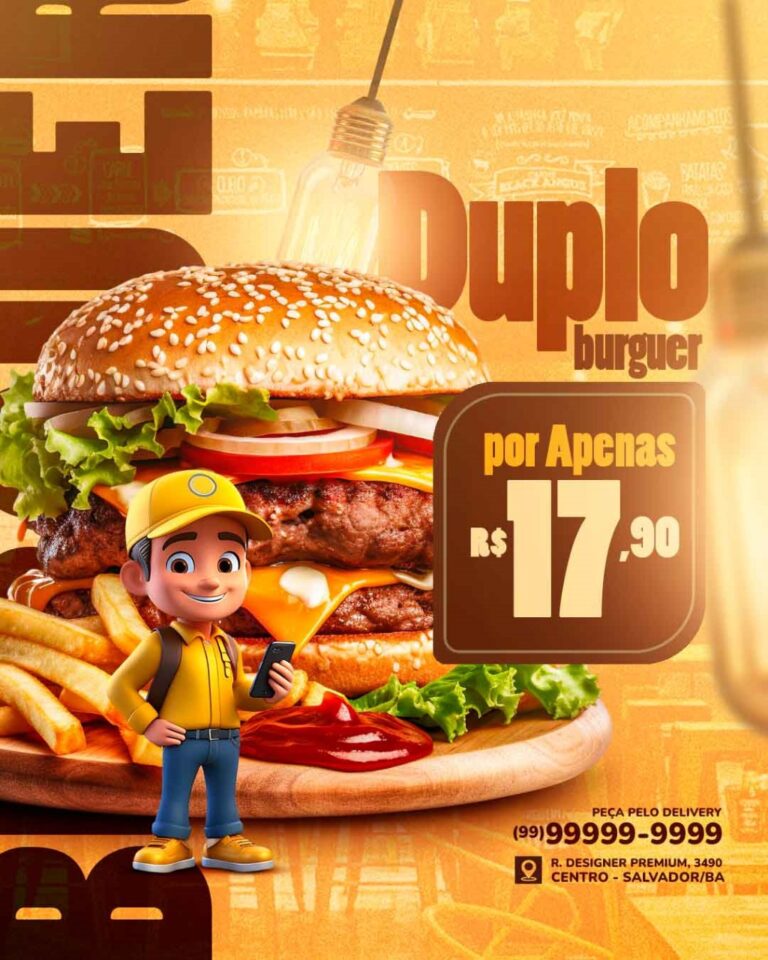 PSD FLYER FREE - TEMPLATE - CANVA - FREEPIK - DESIGNI - DESIGNER - PSD HAMBURGUER - LANCHE - SOCIAL MEDIA