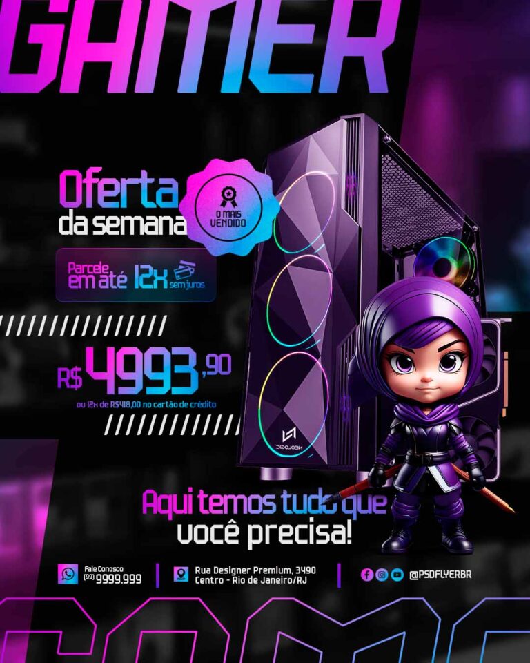 PSD FLYER FREE - TEMPLATE - CANVA - FREEPIK - DESIGNI - DESIGNER - PSD LOJA PC - LOJA GAMER - SOCIAL MEDIA