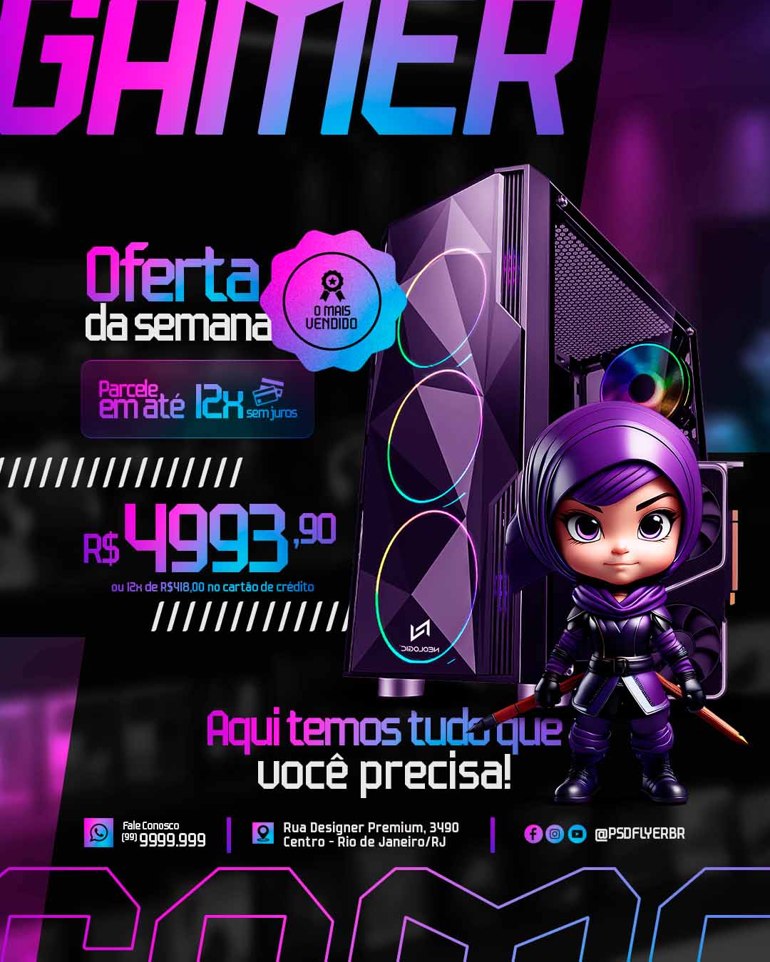 PSD FLYER FREE - TEMPLATE - CANVA - FREEPIK - DESIGNI - DESIGNER - PSD LOJA PC - LOJA GAMER - SOCIAL MEDIA