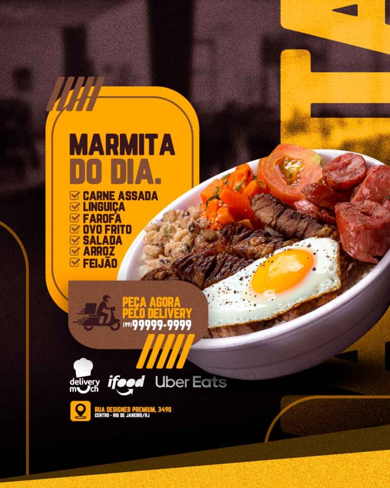 PSD FLYER FREE - TEMPLATE - CANVA - FREEPIK - DESIGNI - DESIGNER - PSD MARMITA RESTAURANTE - MARMITEX- SOCIAL MEDIA