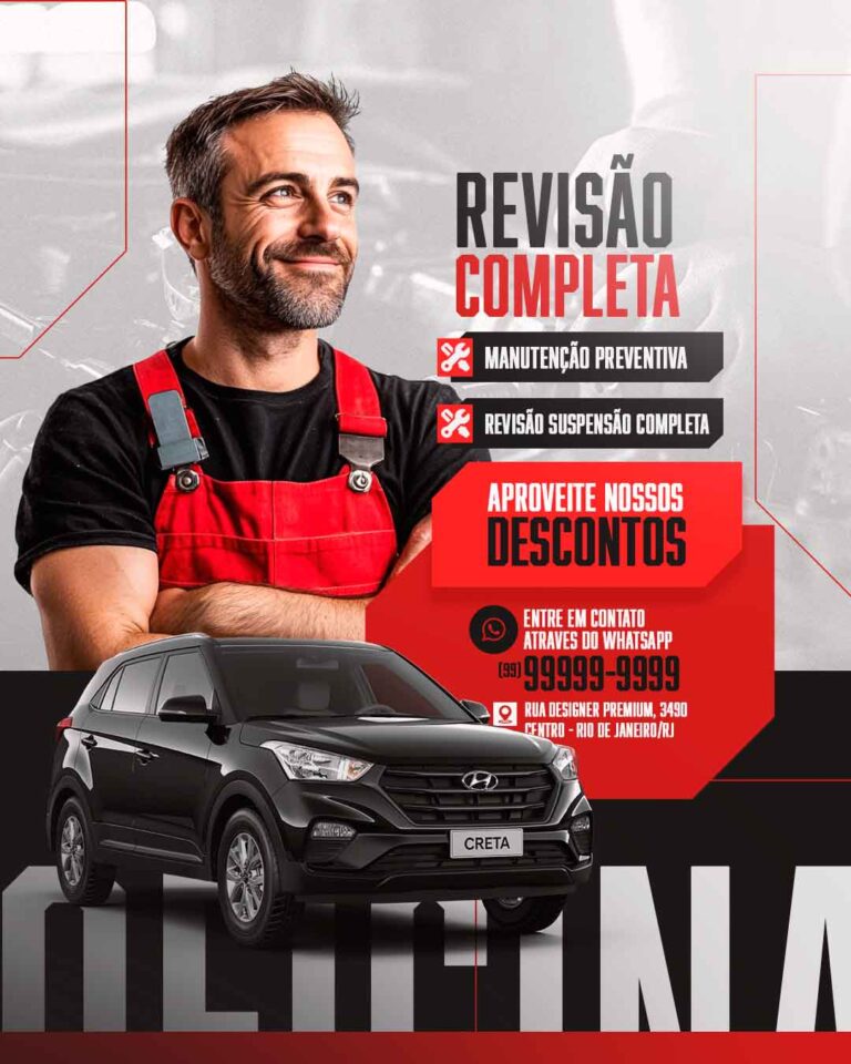 PSD FLYER FREE - TEMPLATE - CANVA - FREEPIK - DESIGNI - DESIGNER - PSD MECANICO - OFICINA - SOCIAL MEDIA