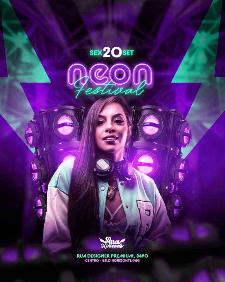 PSD FLYER FREE - TEMPLATE - CANVA - FREEPIK - DESIGNI - DESIGNER - PSD NEON PARTY - ELETRONICA - EVENTOS