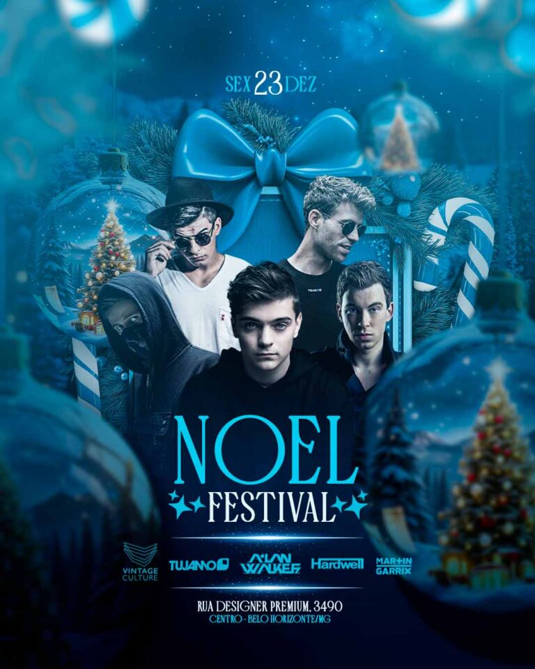 PSD FLYER FREE - TEMPLATE - CANVA - FREEPIK - DESIGNI - DESIGNER - PSD NOEL FESTIVAL- NATAL - EVENTOS