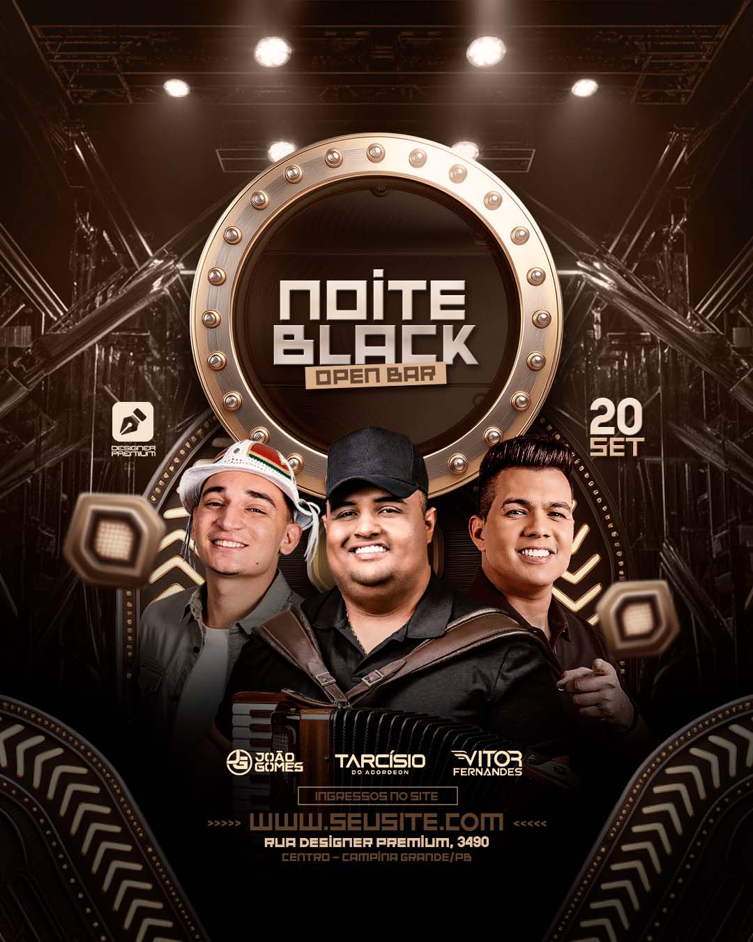 PSD FLYER FREE - TEMPLATE - CANVA - FREEPIK - DESIGNI - DESIGNER - PSD NOITE BLACK - FORRÓ - SERTANEJO - EVENTOS