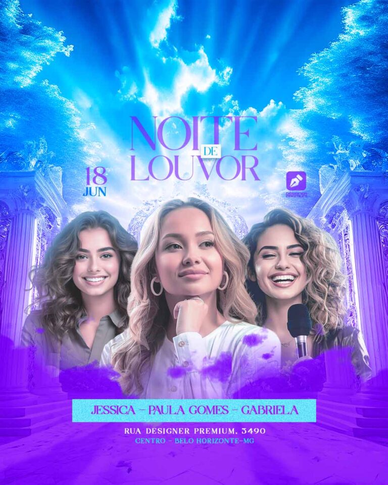 PSD FLYER FREE - TEMPLATE - CANVA - FREEPIK - DESIGNI - DESIGNER - PSD NOITE DE LOUVOR - GOSPEL - SOCIAL MEDIA