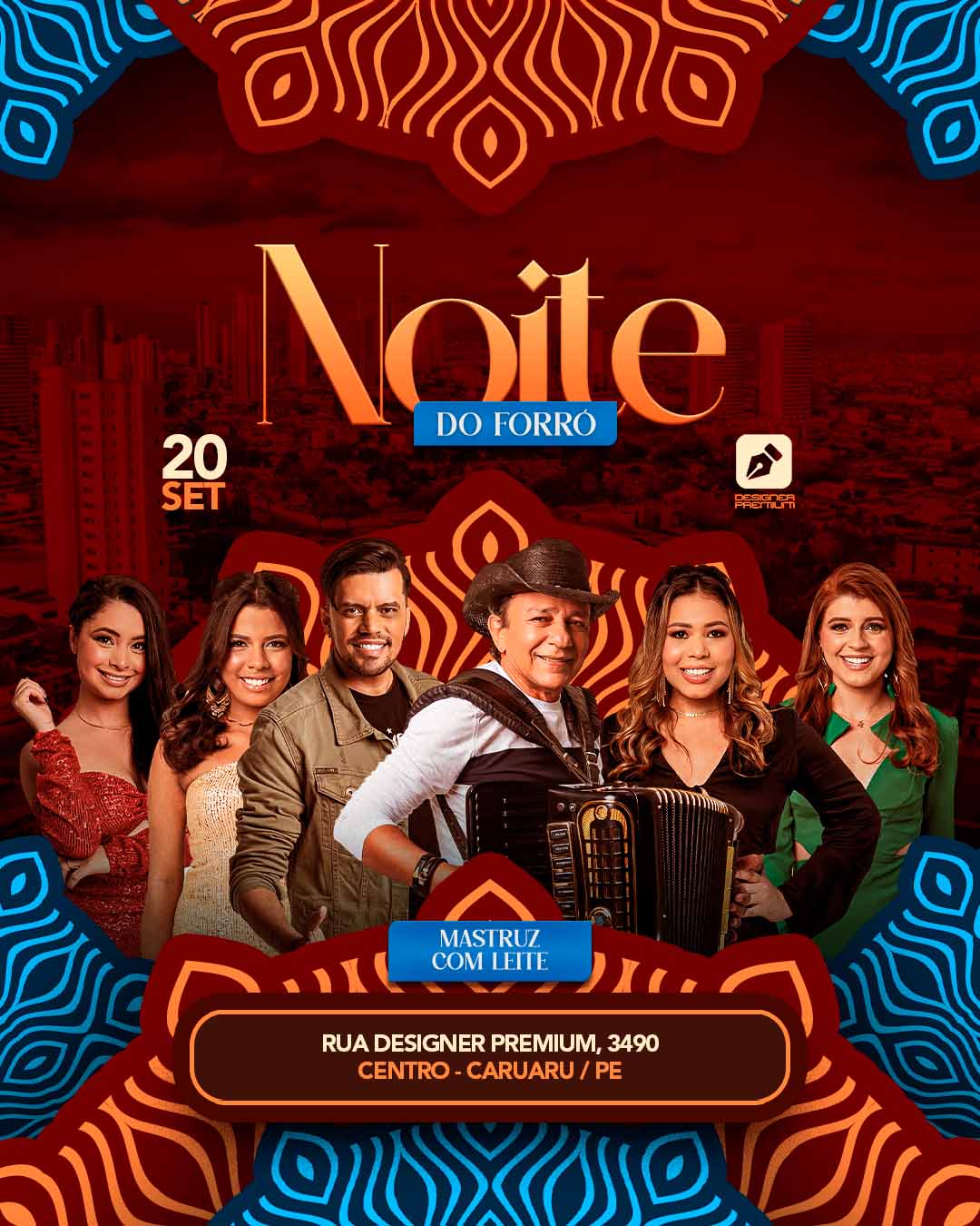 PSD FLYER FREE - TEMPLATE - CANVA - FREEPIK - DESIGNI - DESIGNER - PSD NOITE DO FORRÓ - FORRÓ - EVENTOS