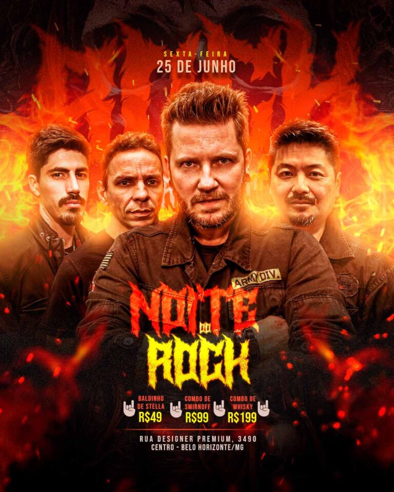 PSD FLYER FREE - TEMPLATE - CANVA - FREEPIK - DESIGNI - DESIGNER - PSD NOITE DO ROCK - ROCK - EVENTOS