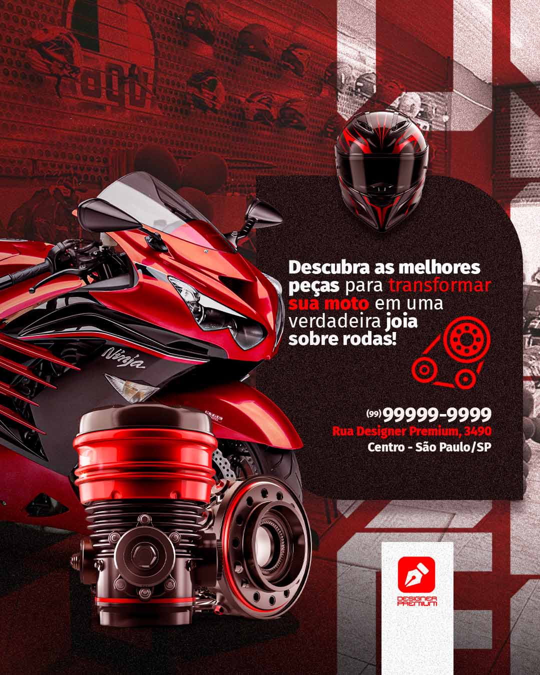 PSD FLYER FREE - TEMPLATE - CANVA - FREEPIK - DESIGNI - DESIGNER - PSD OFICINA - MECÂNICO - MOTO - SOCIAL MEDIA
