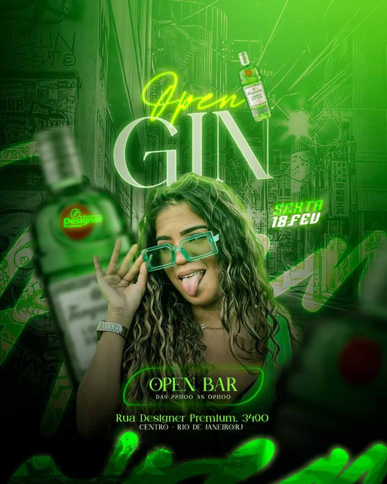 PSD FLYER FREE - TEMPLATE - CANVA - FREEPIK - DESIGNI - DESIGNER -PSD OPEN GIN - FUNK - EVENTOS