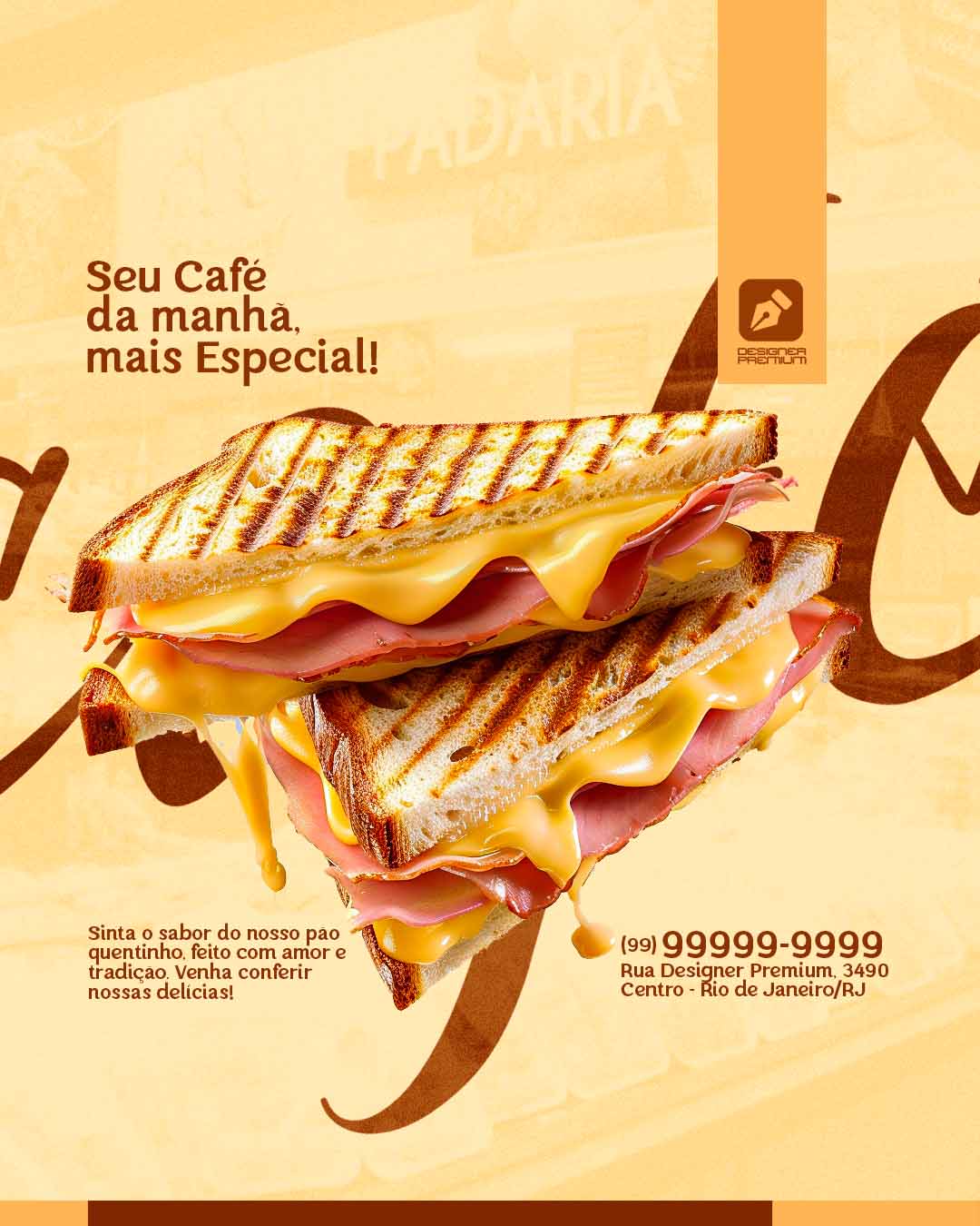 PSD FLYER FREE - TEMPLATE - CANVA - FREEPIK - DESIGNI - DESIGNER - PSD PADARIA - CAFÉ DA MANHÃ - SOCIAL MEDIA