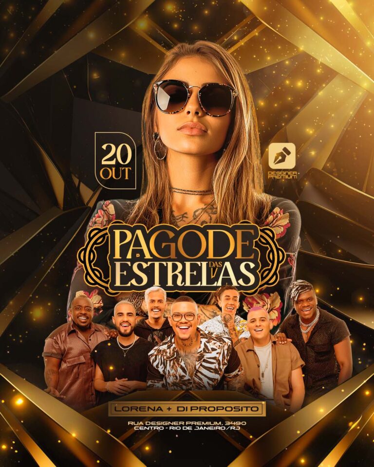 PSD FLYER FREE - TEMPLATE - CANVA - FREEPIK - DESIGNI - DESIGNER - PSD PAGODE DAS ESTRELAS - PAGODE - EVENTOS