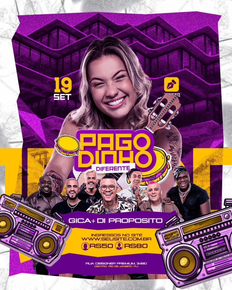 PSD FLYER FREE - TEMPLATE - CANVA - FREEPIK - DESIGNI - DESIGNER - PSD PAGODINHO DIFERENTE - PAGODE - EVENTOS