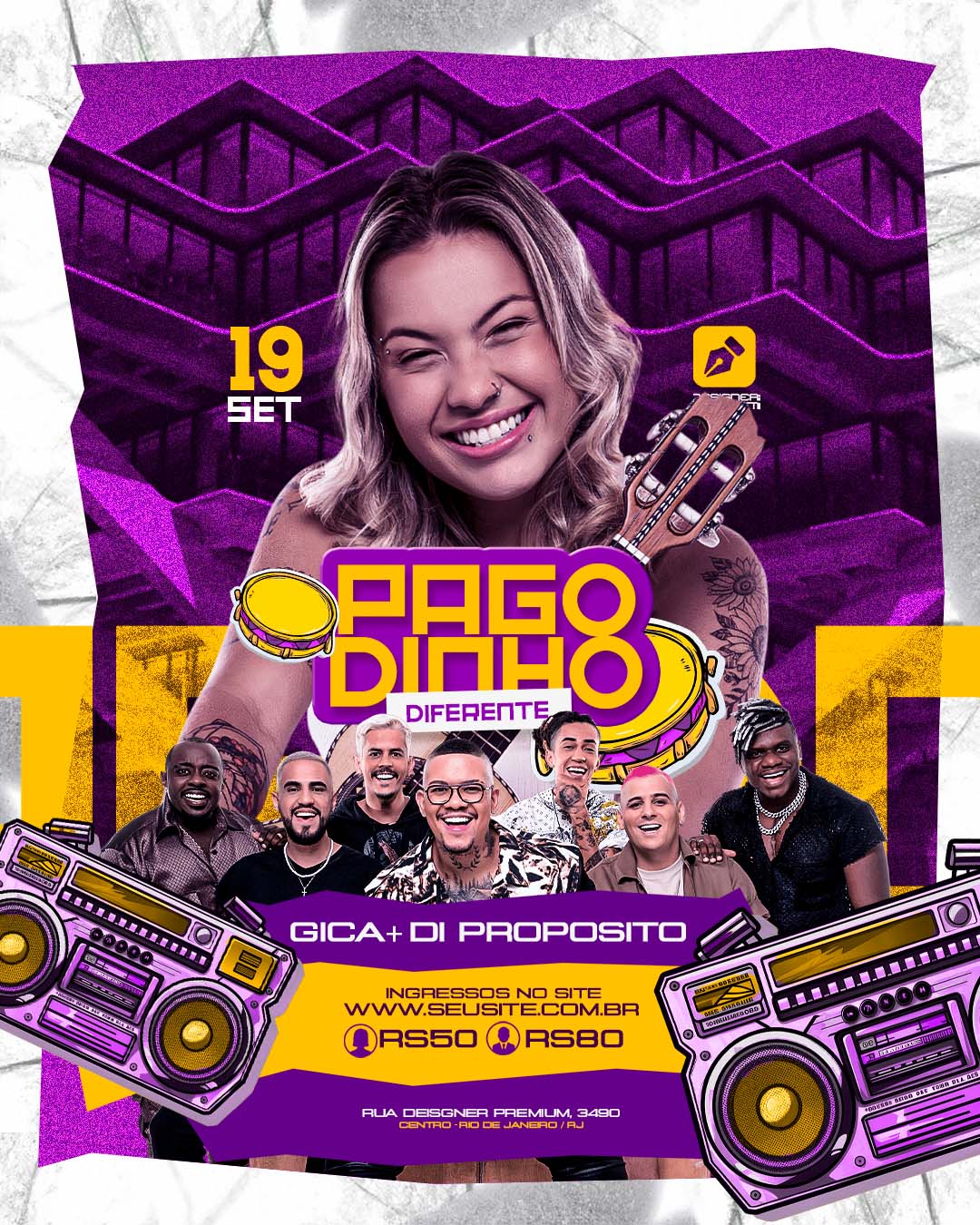 PSD FLYER FREE - TEMPLATE - CANVA - FREEPIK - DESIGNI - DESIGNER - PSD PAGODINHO DIFERENTE - PAGODE - EVENTOS