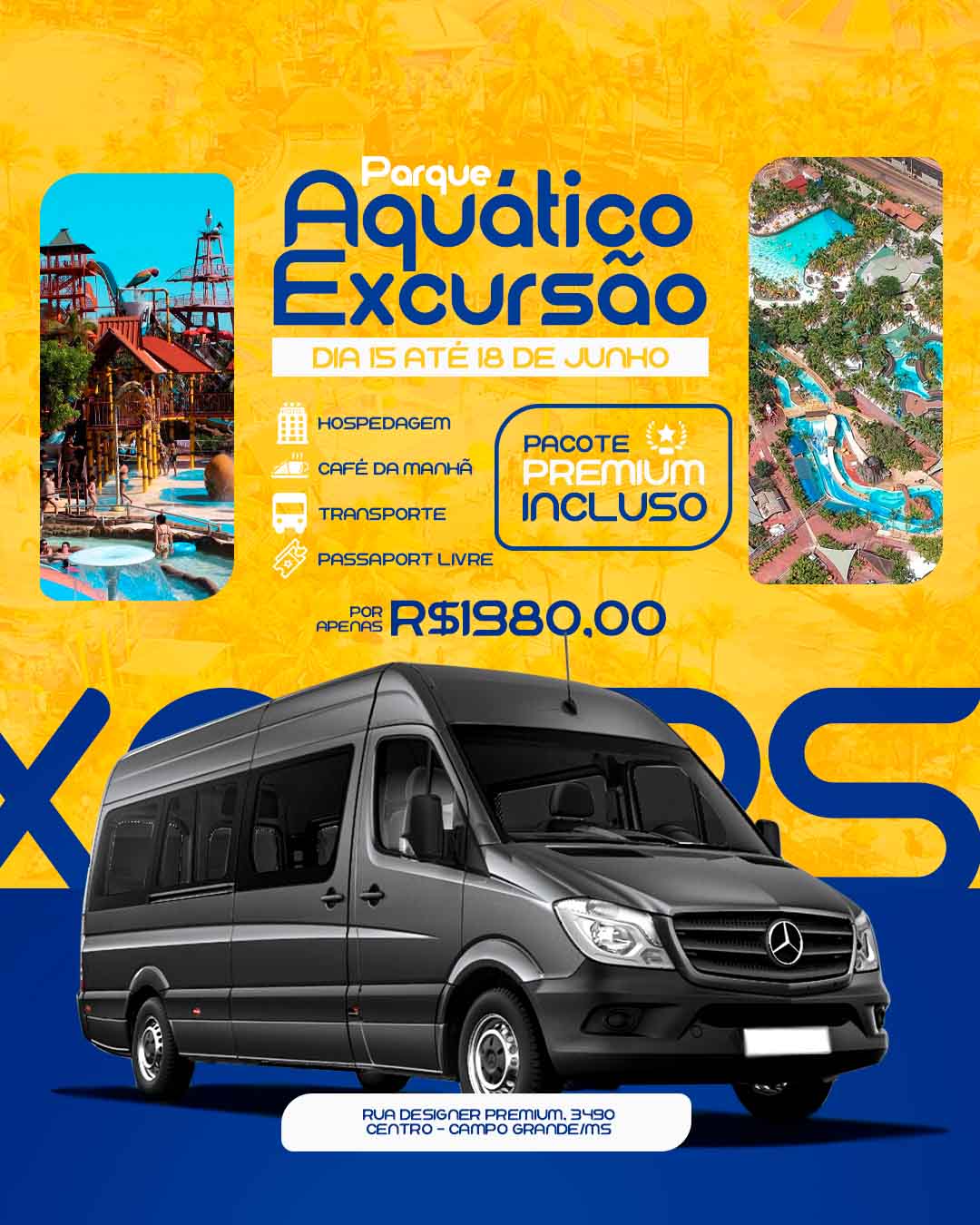 PSD FLYER FREE - TEMPLATE - CANVA - FREEPIK - DESIGNI - DESIGNER - PSD PARQUE AQUÁTICO - EXCURSÃO - SOCIAL MEDIA