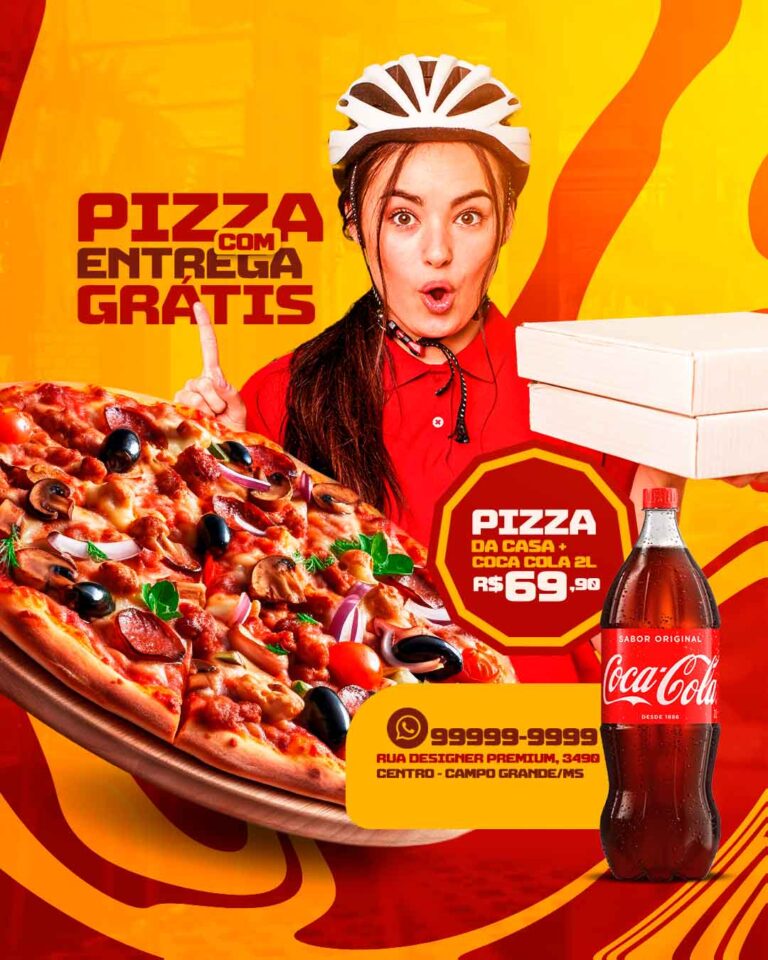 PSD FLYER FREE - TEMPLATE - CANVA - FREEPIK - DESIGNI - DESIGNER - PSD PIZZARIA COM ENTREGA GRÁTIS - DELIVERY - SOCIAL MEDIA