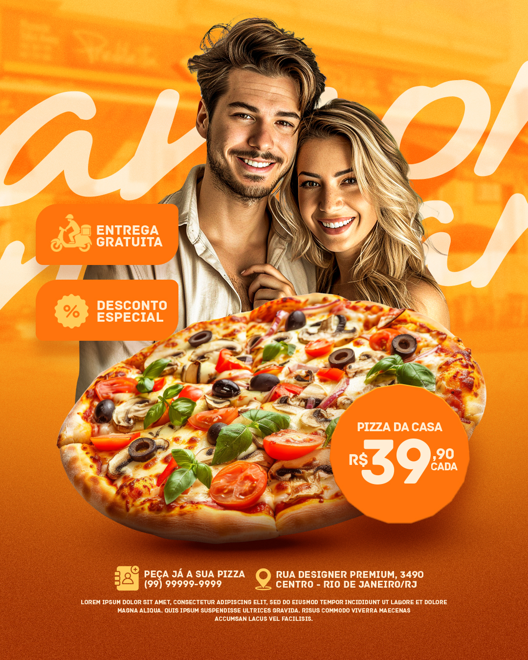 PSD FLYER FREE - TEMPLATE - CANVA - FREEPIK - DESIGNI - DESIGNER - PSD PIZZARIA - PIZZA 1 - SOCIAL MEDIA