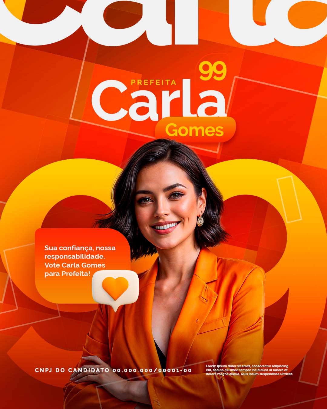 PSD FLYER FREE - TEMPLATE - CANVA - FREEPIK - DESIGNI - DESIGNER - PSD POLITICO - CARLA GOMES - ELEIÇÃO - SOCIAL MEDIA