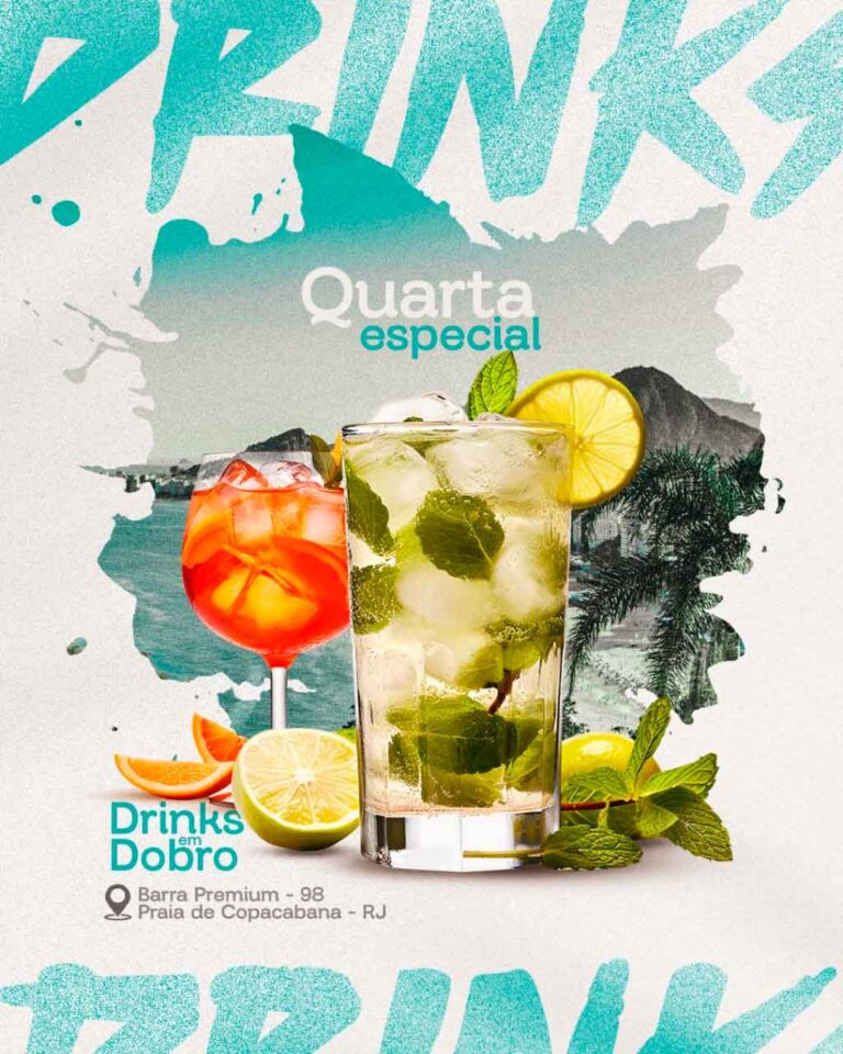 PSD FLYER FREE - TEMPLATE - CANVA - FREEPIK - DESIGNI - DESIGNER - PSD QUARTA ESPECIAL DRINK - BEBIDAS - SOCIAL MEDIA