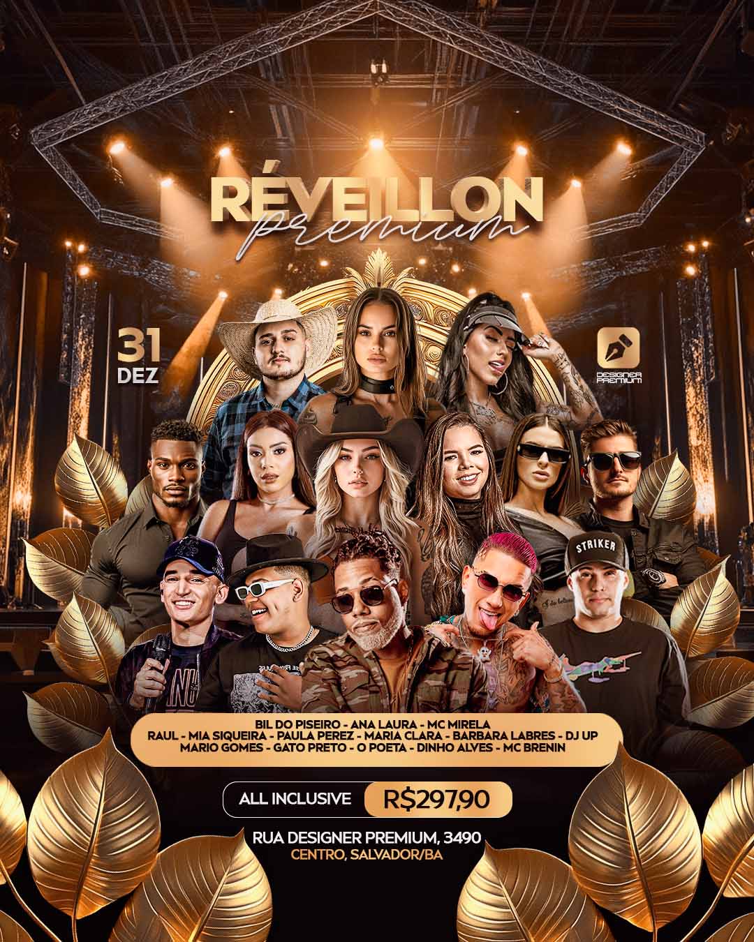 PSD FLYER FREE - TEMPLATE - CANVA - FREEPIK - DESIGNI - DESIGNER - PSD REVEILLON PREMIUM - SHOWS - EVENTOS