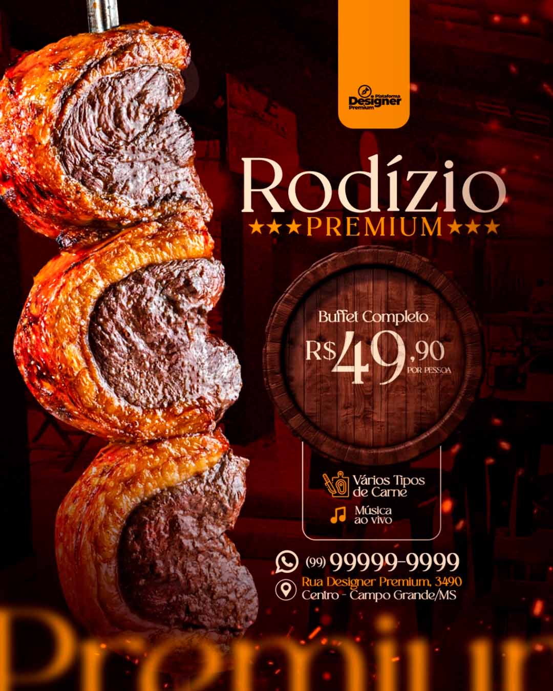 PSD FLYER FREE - TEMPLATE - CANVA - FREEPIK - DESIGNI - DESIGNER - PSD RODIZIO - CARNE- CHURRASCO - CHURRASCARIA - SOCIAL MEDIA