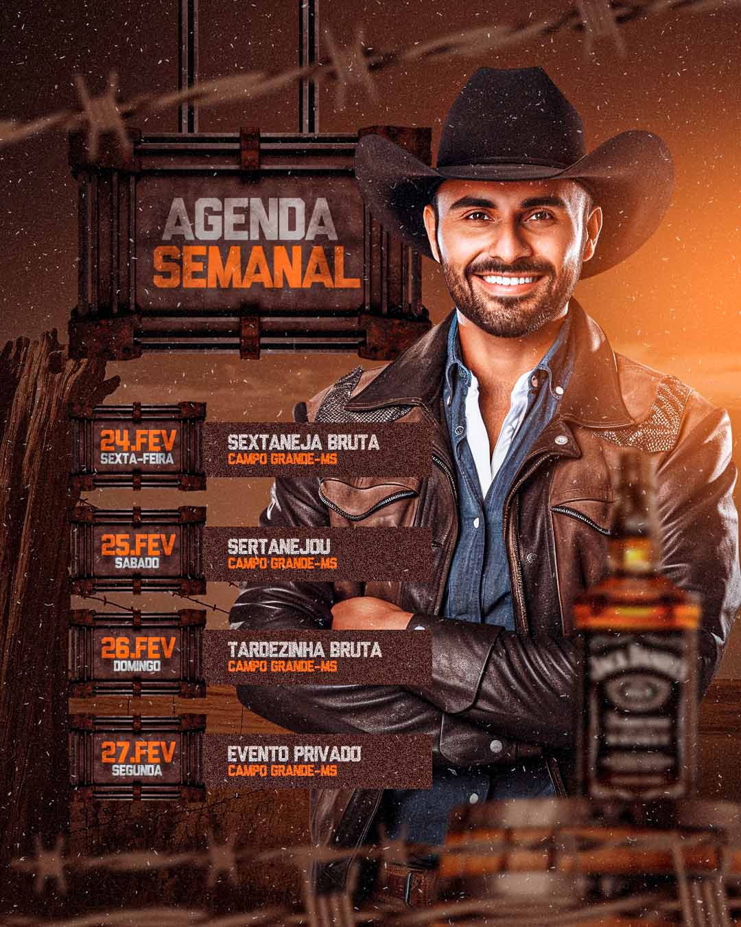 PSD FLYER FREE - TEMPLATE - CANVA - FREEPIK - DESIGNI - DESIGNER - PSD SERTANEJO - AGENDA SEMANAL- EVENTOS